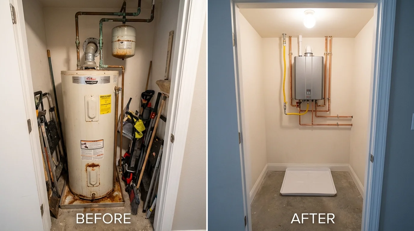 Tank water heater versus wall-mounted tankless unit comparison for Whittier, CA homeowners