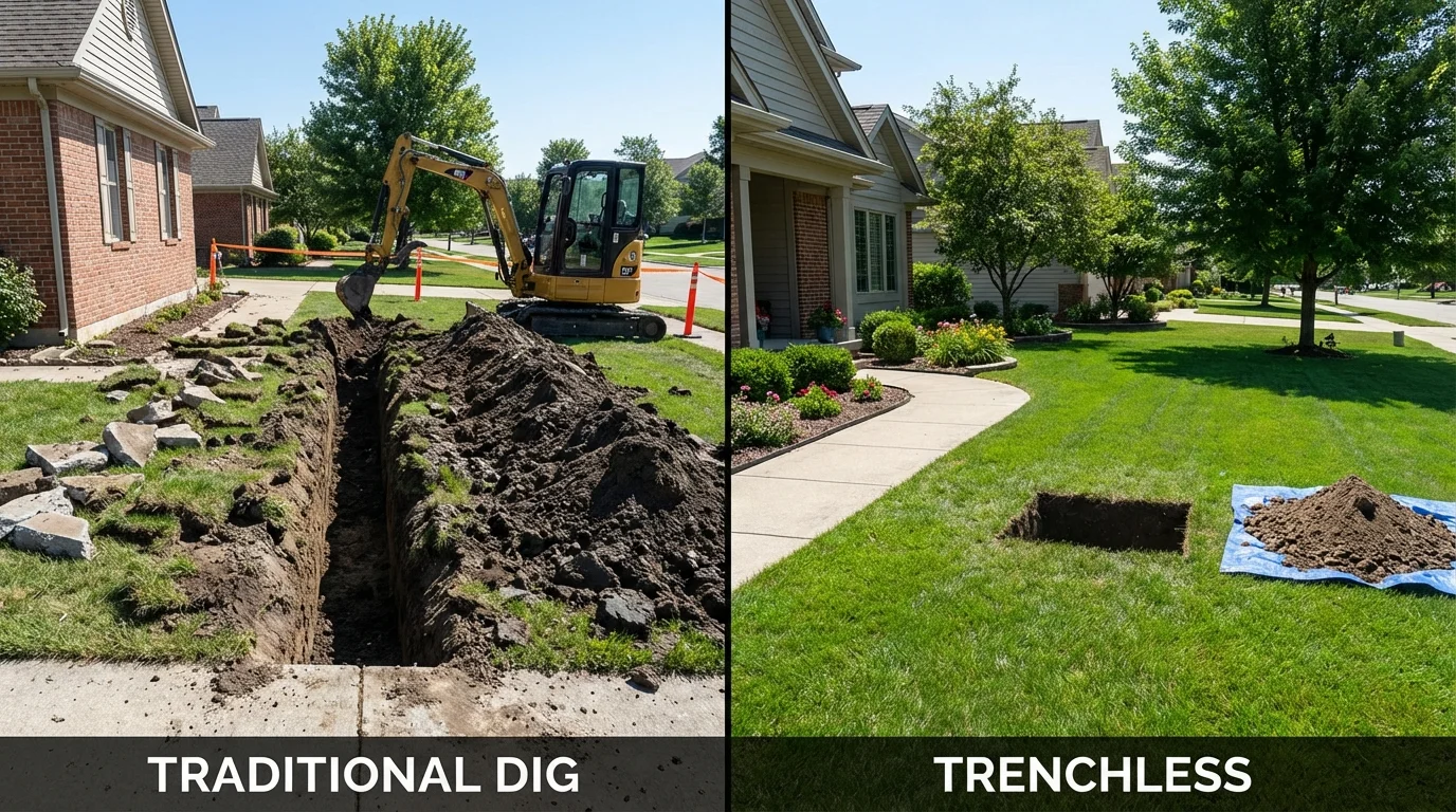 Trenchless sewer repair with minimal yard damage versus traditional excavation in Whittier, CA